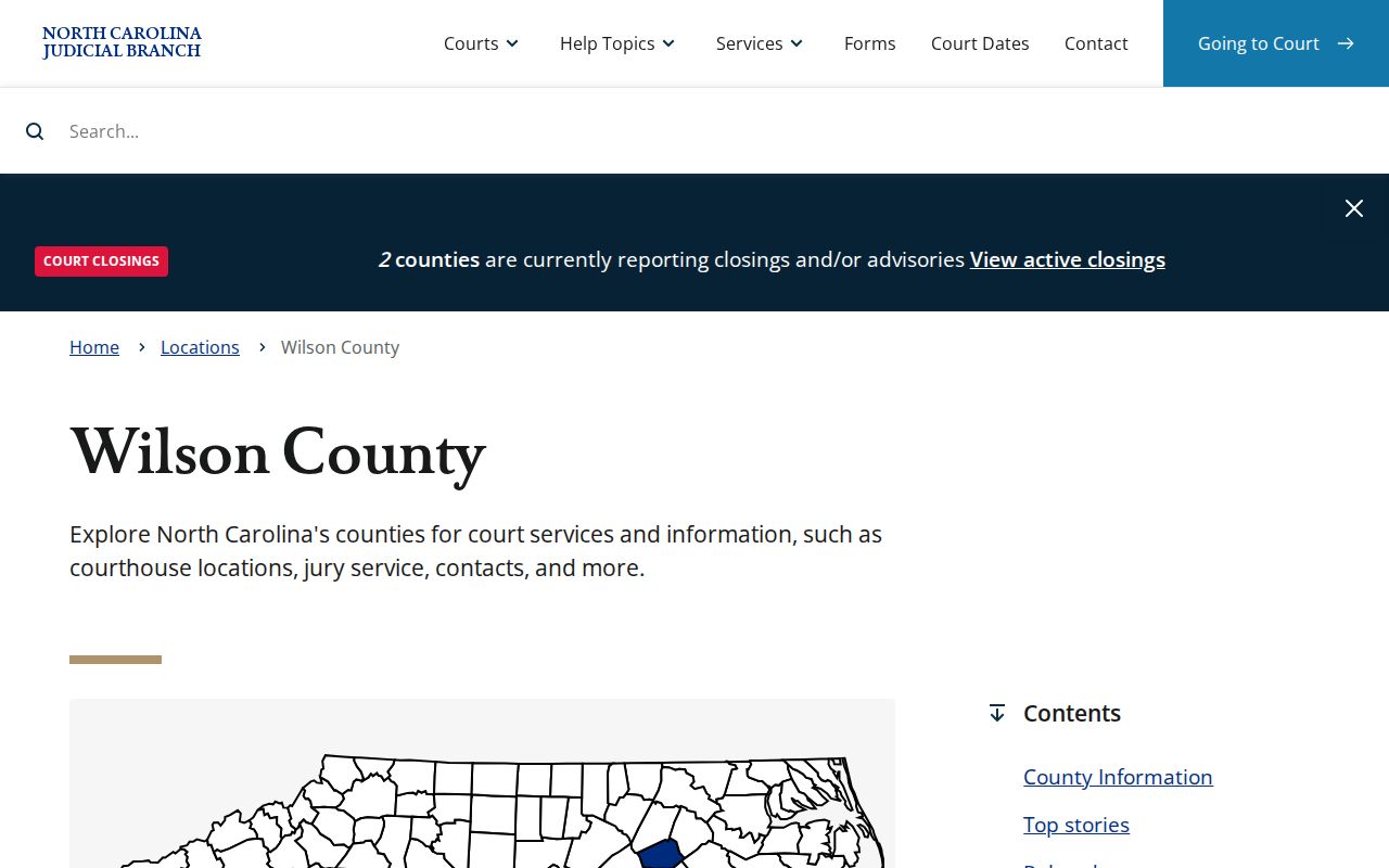 Wilson County court record access page for arrests