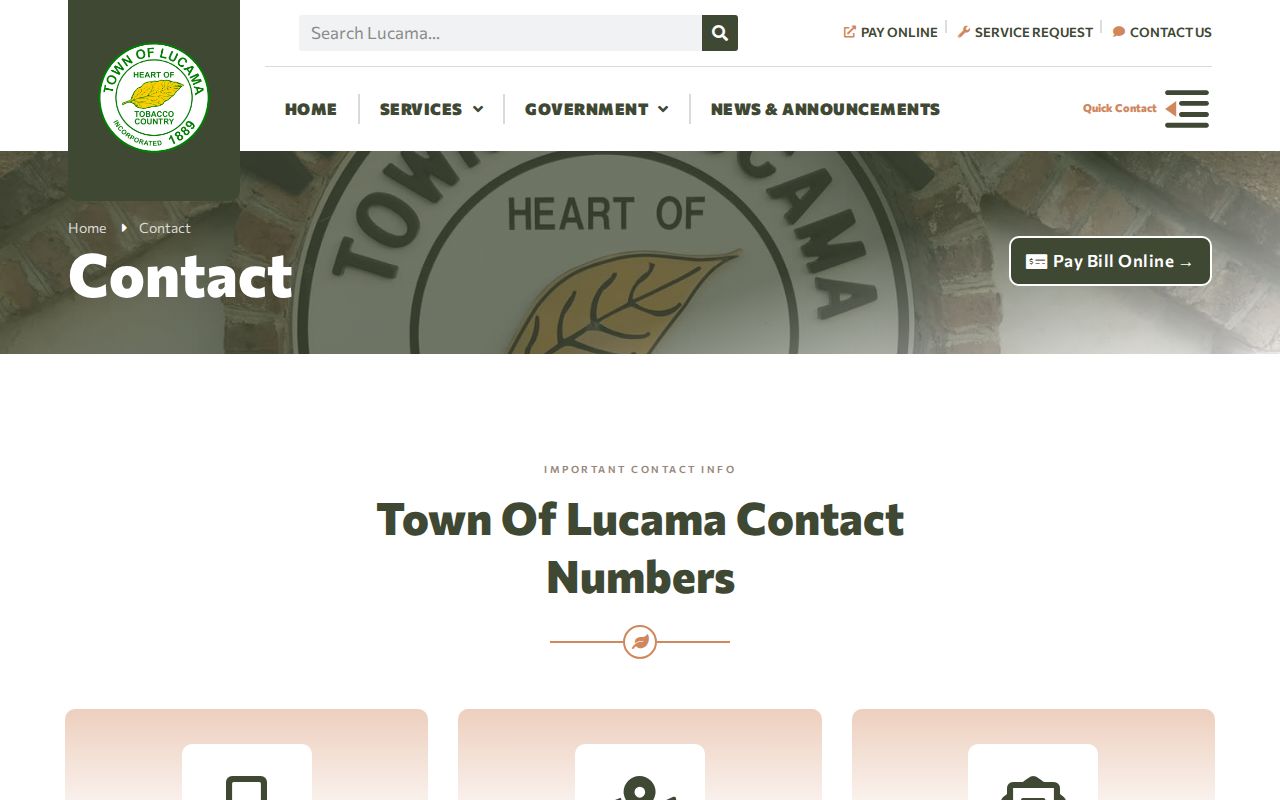 Official Lucama contact page for arrest inquiry routing